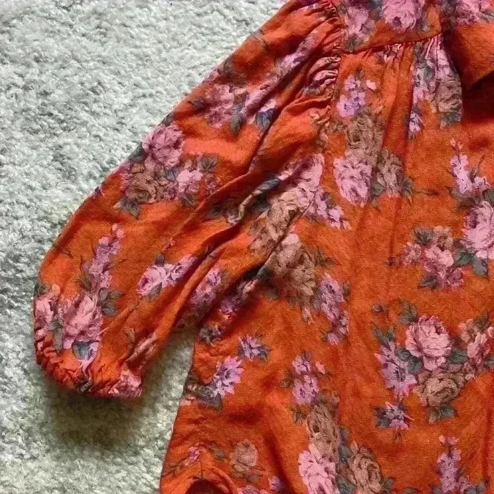 Free People Celia Floral Front Tie Blouse